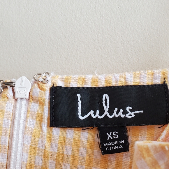 Lulus Yellow and White Gingham Mini Dress XSmall - Picture 5 of 8